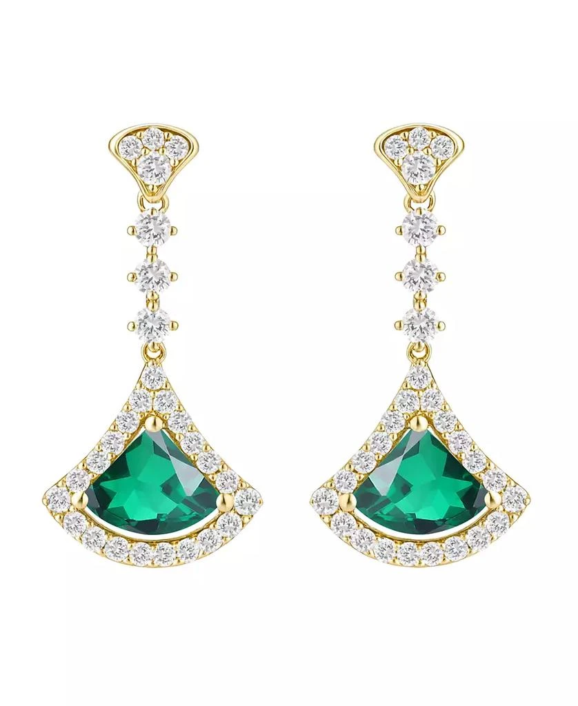 商品Macy's|Lab-Grown Emerald (1 ct. t.w.) and Lab-Grown White Sapphire (1/2 ct. t.w.) Drop Earrings in 14K Gold Over Sterling Silver,价格¥2024,第2张图片详细描述