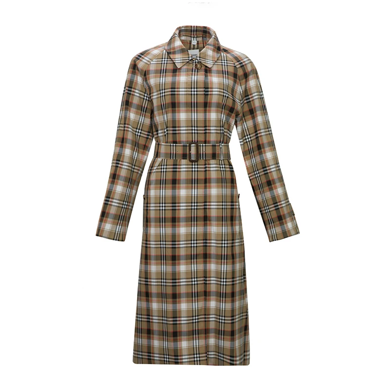 商品[国内直发] Burberry|BURBERRY 格纹女士风衣 8032509,价格¥9448,第1张图片