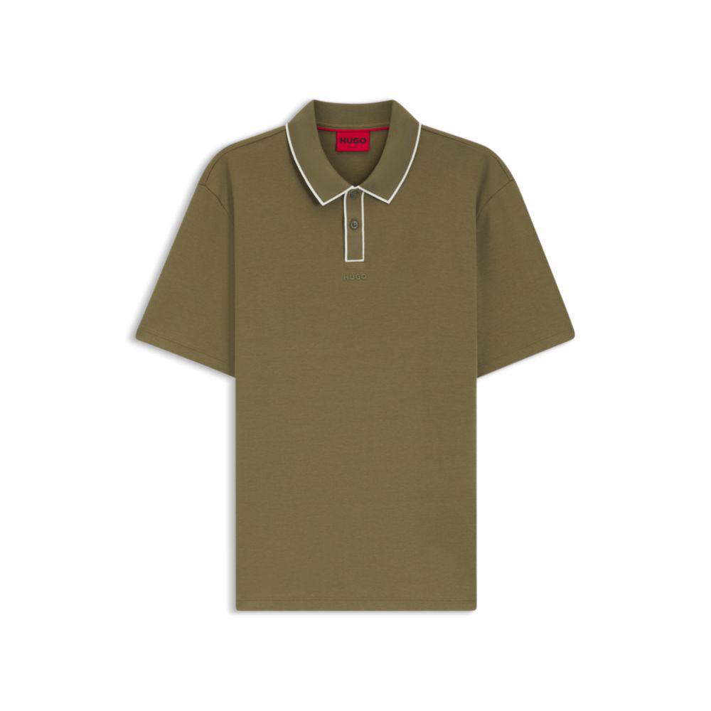Polo em malha de algodão com detalhes contrastantes image 2