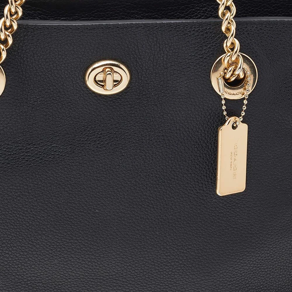 商品[二手商品] Coach|Coach Black Leather Turnlock Chain Tote,价格¥1325,第5张图片详细描述