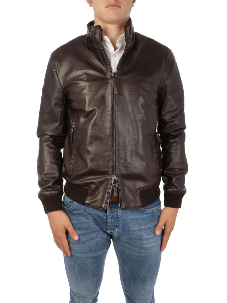 商品THE JACK LEATHERS|The Jack Leathers Men's Brown Leather Outerwear Jacket,价格¥4838,第1张图片