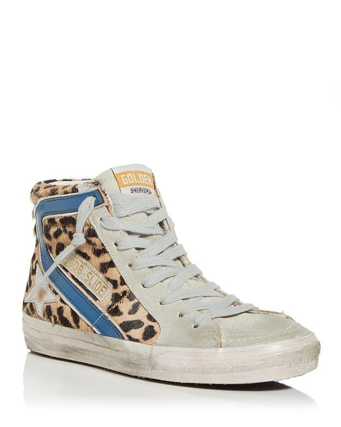 商品Golden Goose|Women's Slide Leopard Print Calf Hair High Top Sneakers,价格¥4934,第1张图片详细描述