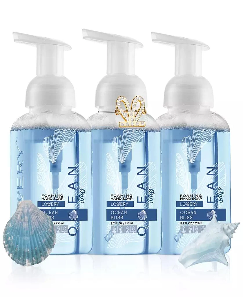 商品Lovery|Hand Foaming Soap in Ocean Bliss, Moisturizing Hand Soap with Flawless Crystal Heart Bracelet - Hand Wash Set, 4 Piece,价格¥205,第1张图片