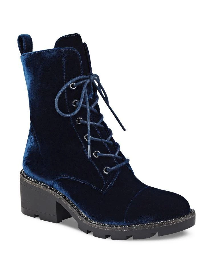 商品KENDALL and KYLIE|Park Velvet Lace Up Combat Boots ,价格¥438,第1张图片