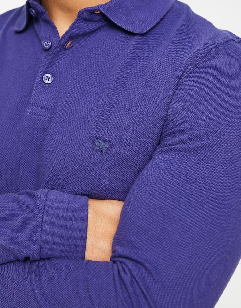 商品Wrangler|Wrangler long sleeve polo in blue,价格¥160,第4张图片详细描述