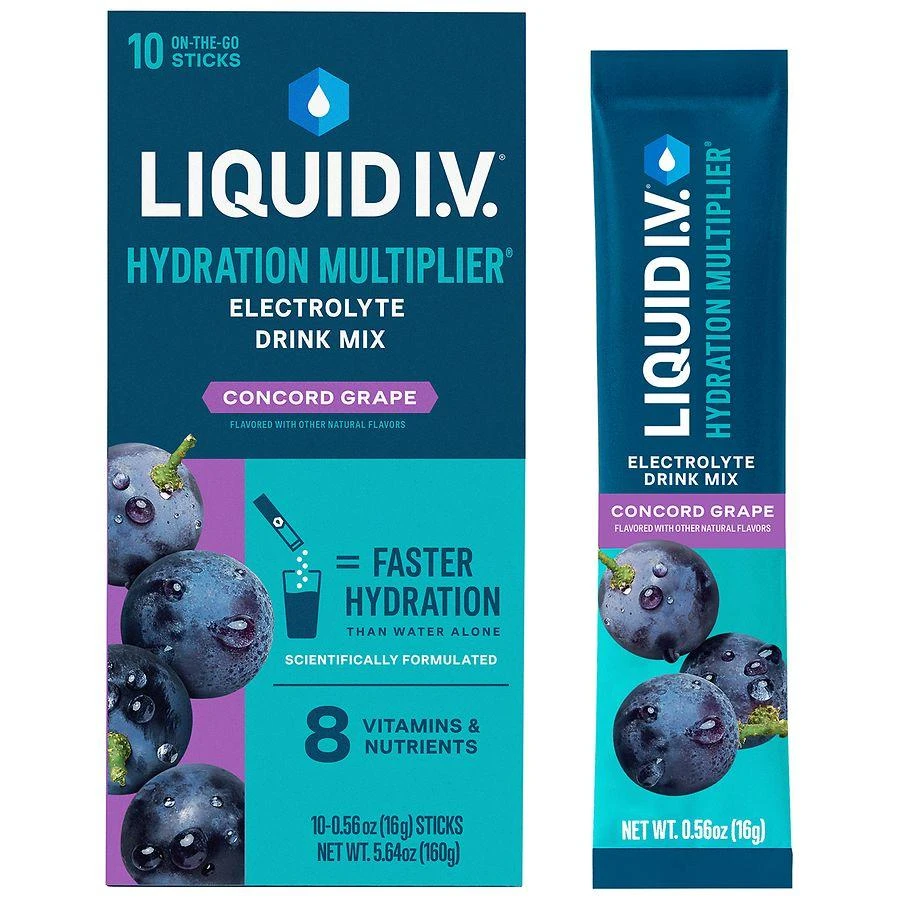 商品Liquid I.V.|Hydration Multiplier - Hydration Powder Packets Concord Grape, 10ct,价格¥163,第3张图片详细描述