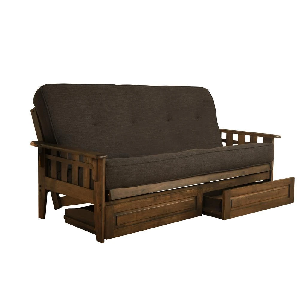 商品KODIAK|Tucson Frame-Rustic Walnut Finish-Linen Charcoal Mattress-Storage Drawers,价格¥7901,第1张图片详细描述