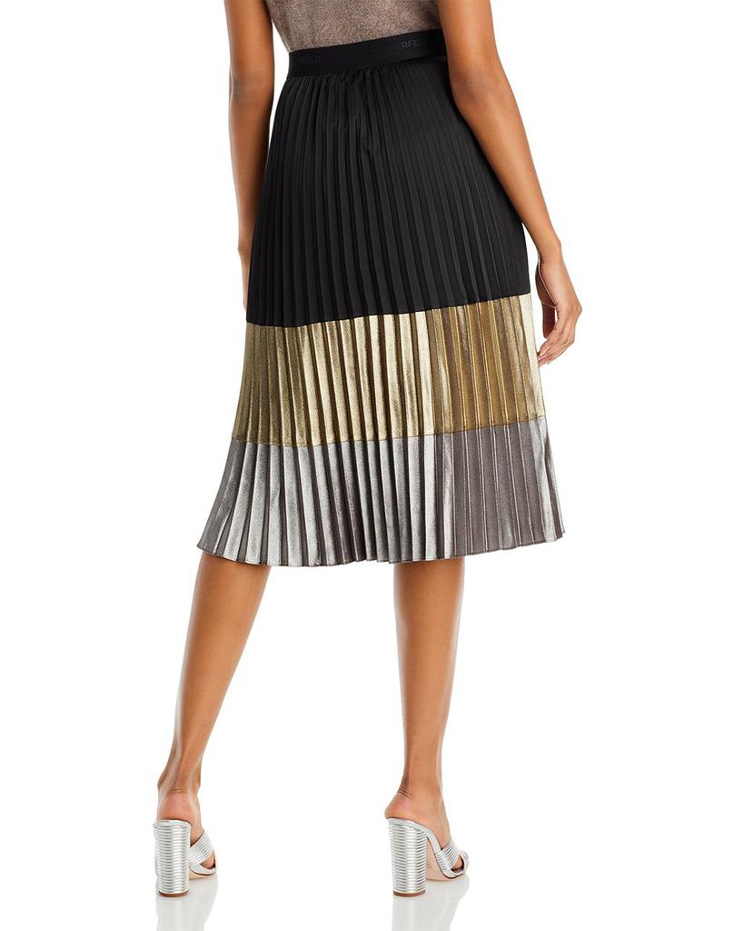 Color Blocked Pleated Midi Skirt商品第2张图片规格展示