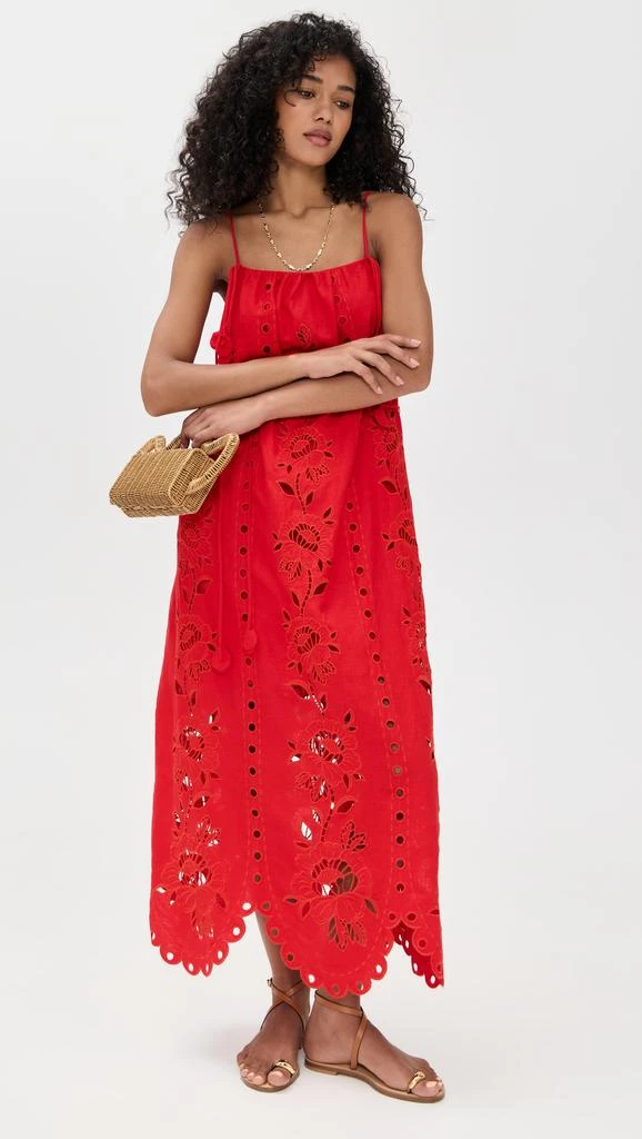 商品Farm Rio|Red Flowers Richelieu Sleeveless Maxi Dress,价格¥2488,第4张图片详细描述