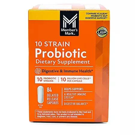 商品Member's Mark|Member's Mark 10 Strain Probiotic Capsules, 84 ct.,价格¥132,第1张图片