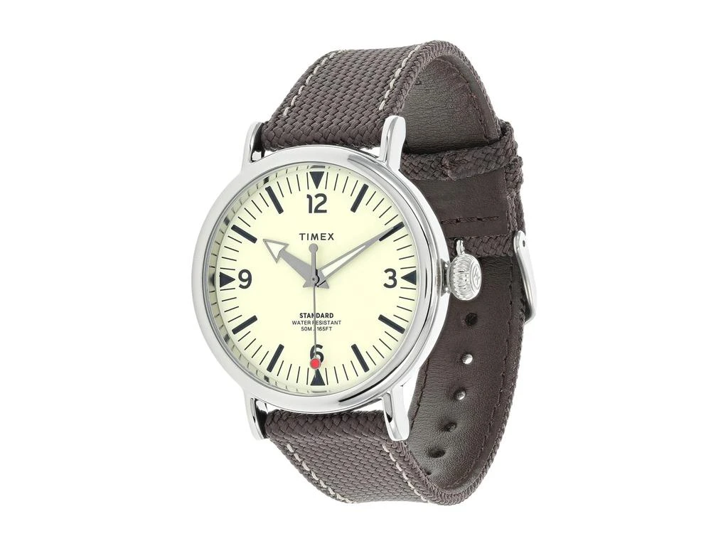 商品Timex|40 mm Standard 3-Hand Leather Combo Strap Watch,价格¥560,第1张图片