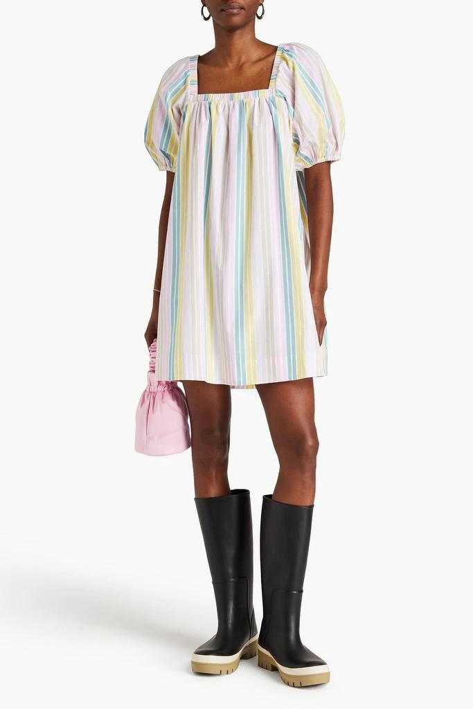 GANNI Striped cotton-poplin mini dress 2