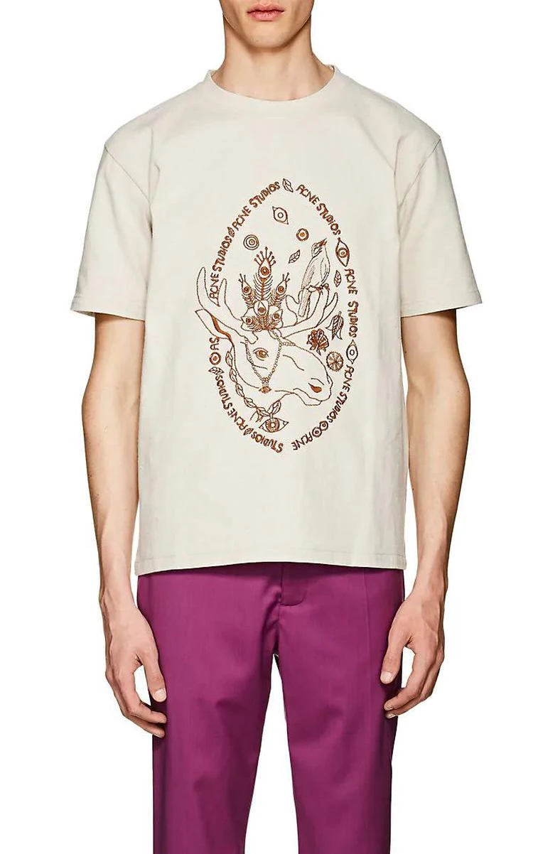 商品Acne Studios|Bemabe Moose Embroidered Cotton T恤,价格¥1565,第1张图片