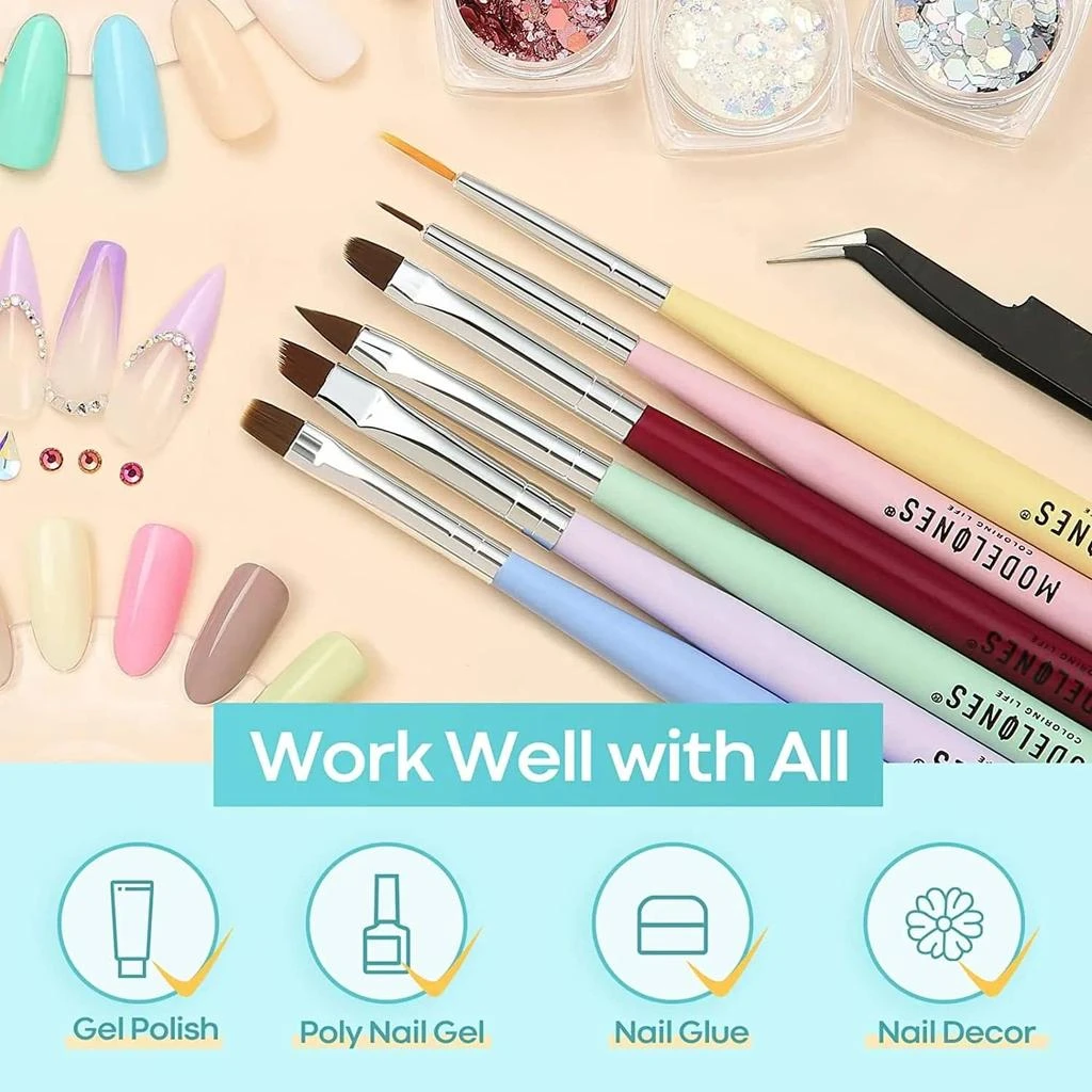 商品[国内直发] MODELONES|6Pcs Nail Art Liner Brushes Set,价格¥97,第2张图片详细描述