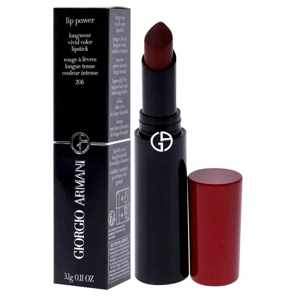 商品Giorgio Armani|Lip Power Longwear Vivid Color Lipstick - 206 Cedar by Giorgio Armani for Women - 0.11 oz Lipstick,价格¥329,第1张图片