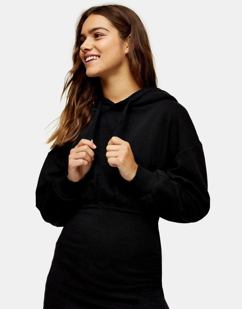 商品Topshop|Topshop Petite hooded sweat mini dress in black,价格¥175,第3张图片详细描述