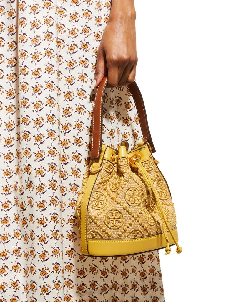 商品Tory Burch|T Monogram Straw Bucket Bag,价格¥2277,第2张图片详细描述