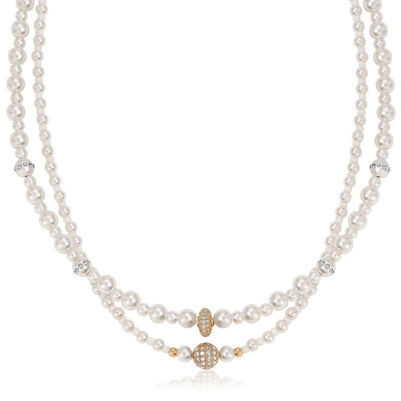 商品Ettika Jewelry|Double Pearl Chain 18k Gold Plated Necklace Set ONE SIZE,价格¥567,第1张图片