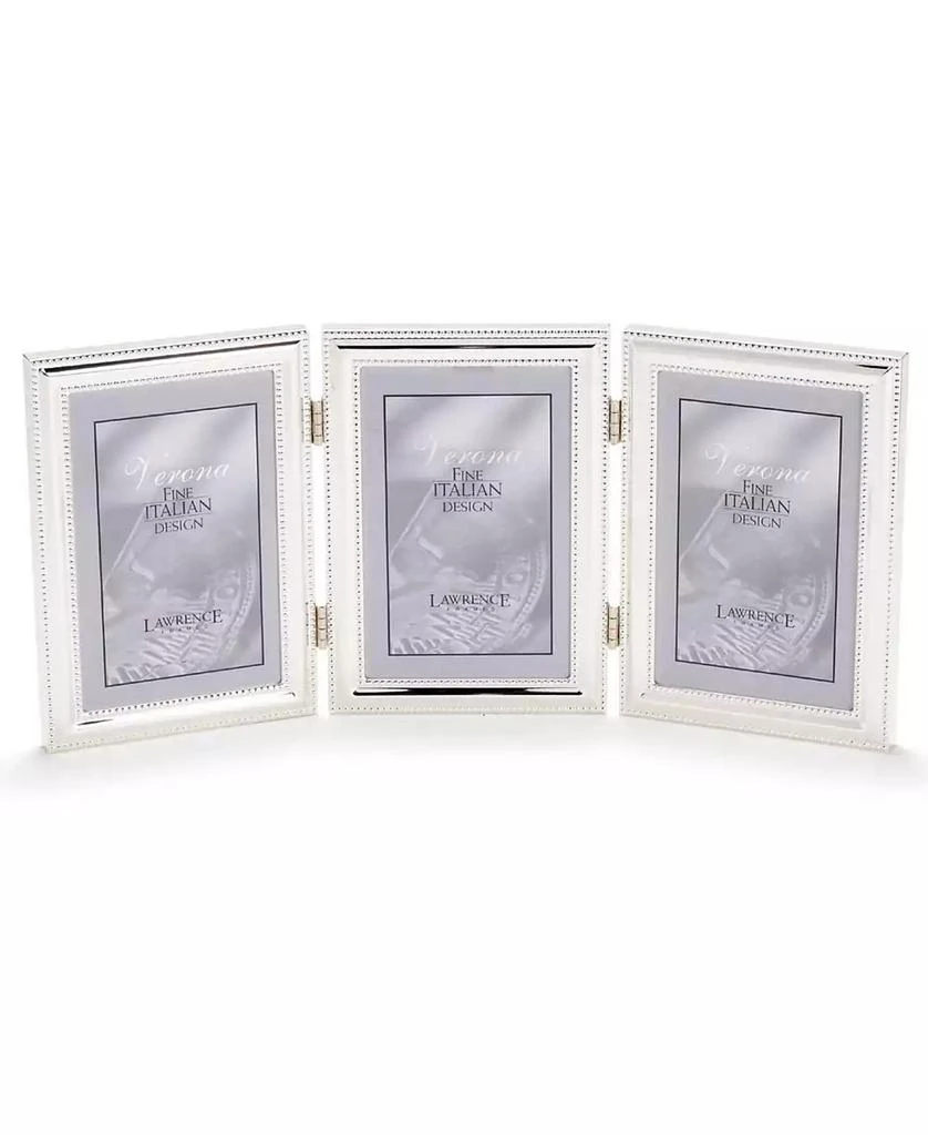 商品Lawrence Frames|Hinged Triple Metal Picture Frame Silver-Plate with Delicate Beading - 5" x 7",价格¥526,第1张图片