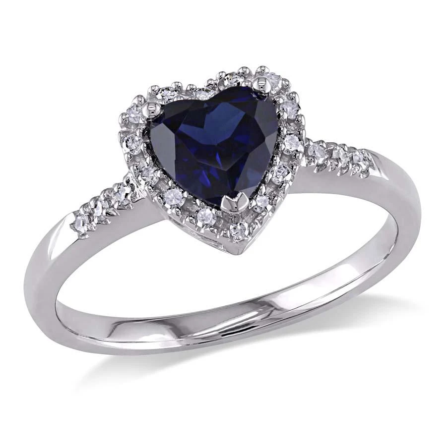 商品Amour|Heart Sapphire Diamond 10K White Gold Engagement Ring,价格¥1785,第1张图片