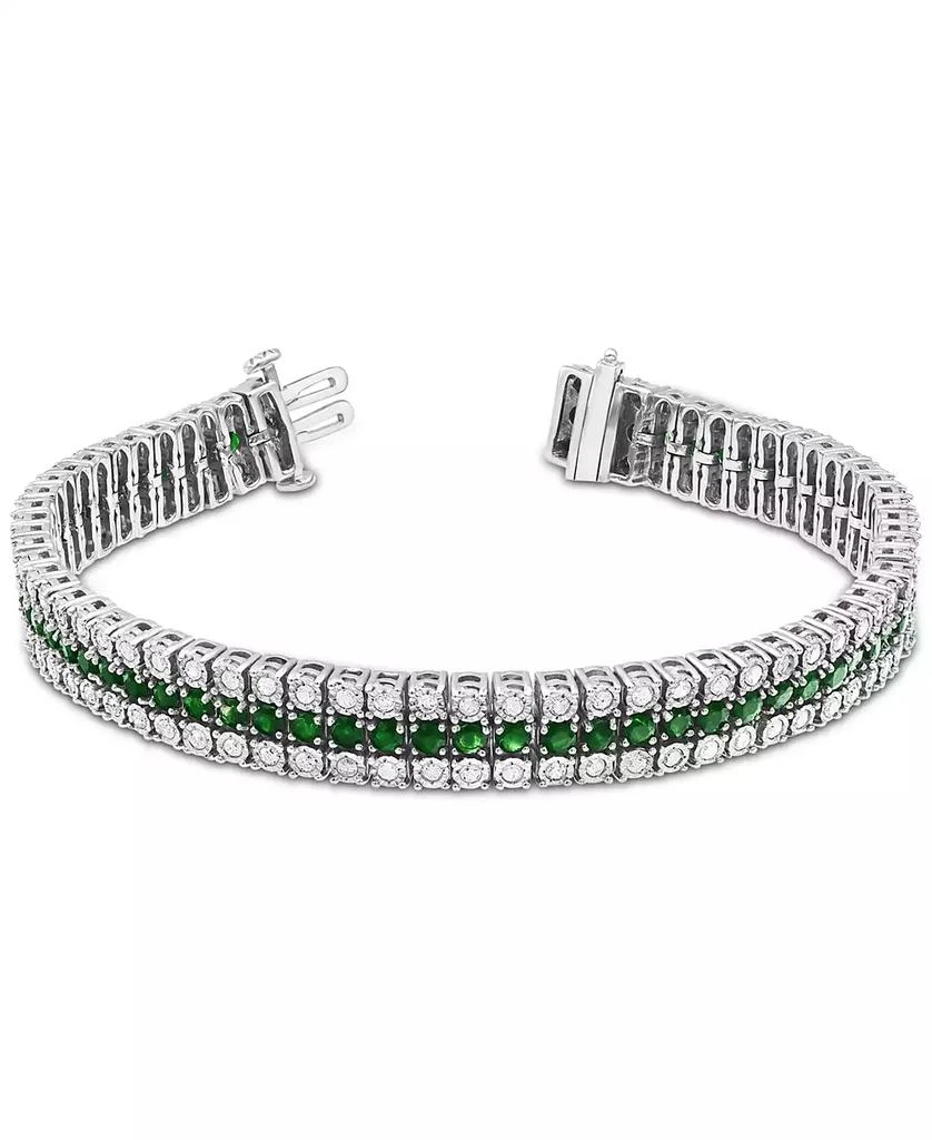 商品Macy's|Sapphire (6 ct. t.w.) & Diamond (2 ct. t.w.) Triple Row Tennis Bracelet in Sterling Silver (Also in Emerald & Ruby),价格¥5232,第3张图片详细描述