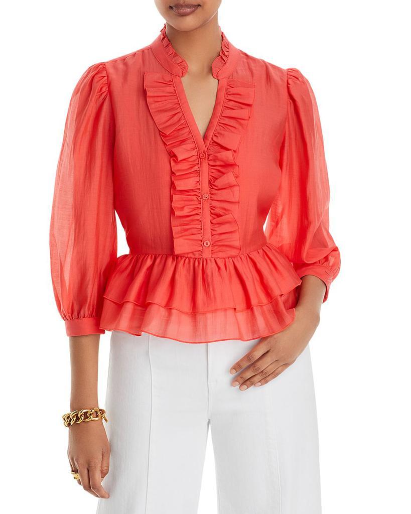 商品Karl Lagerfeld Paris|Ruffled Peplum Blouse,价格¥522,第1张图片