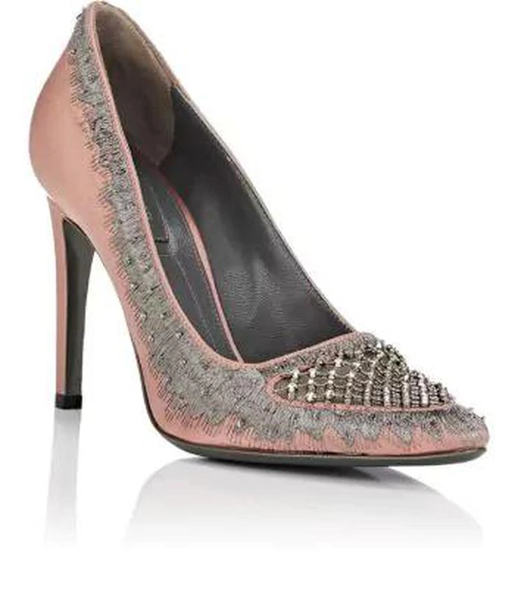 商品Alberta Ferretti|Mesh-Inset Satin Pumps,价格¥4532,第2张图片详细描述