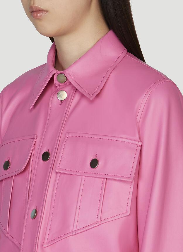 Semi-Plongé Leather Shirt in Pink商品第5张图片规格展示