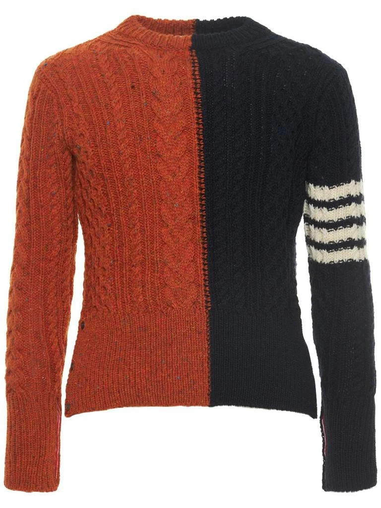 商品Thom Browne|Aaran Cable Knit Sweater W/ 4 Bar,价格¥3436,第1张图片