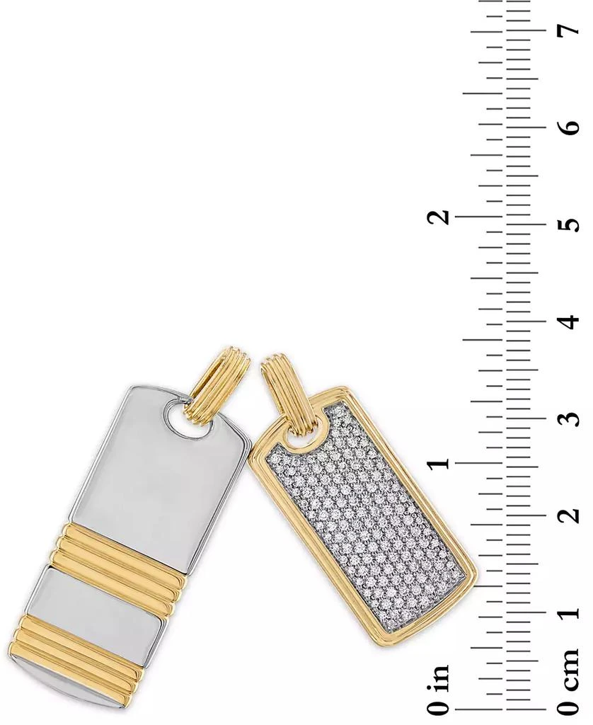 商品Esquire Men's Jewelry|2-Pc. Set Cubic Zirconia Pavé & Ridged Dog Tag Pendants in Sterling Silver & 14k Gold-Plate, Created for Macy's,价格¥1123,第3张图片详细描述