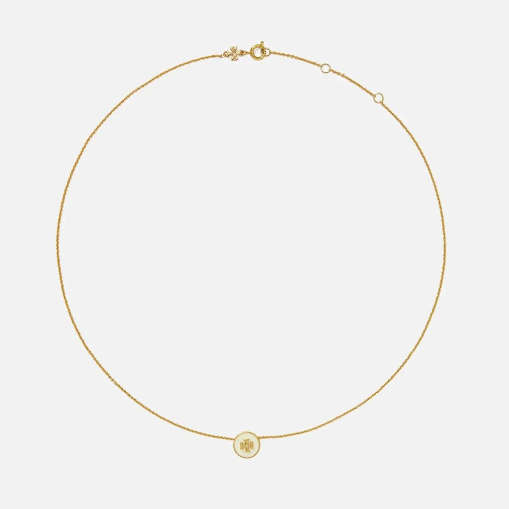 商品Tory Burch|Tory Burch Women's Kira Enamel Pendant Necklace - Tory Gold/New Ivory,价格¥452,第1张图片
