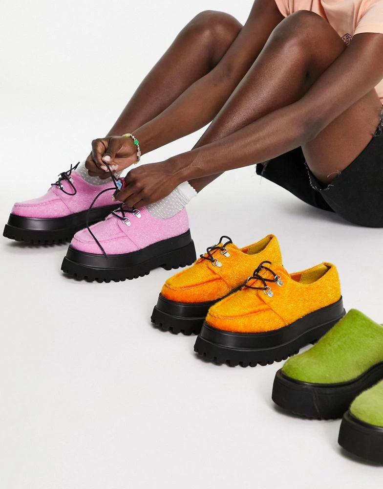 商品ASOS|ASOS DESIGN Memphis chunky lace up flat shoes in pink,价格¥230,第4张图片详细描述