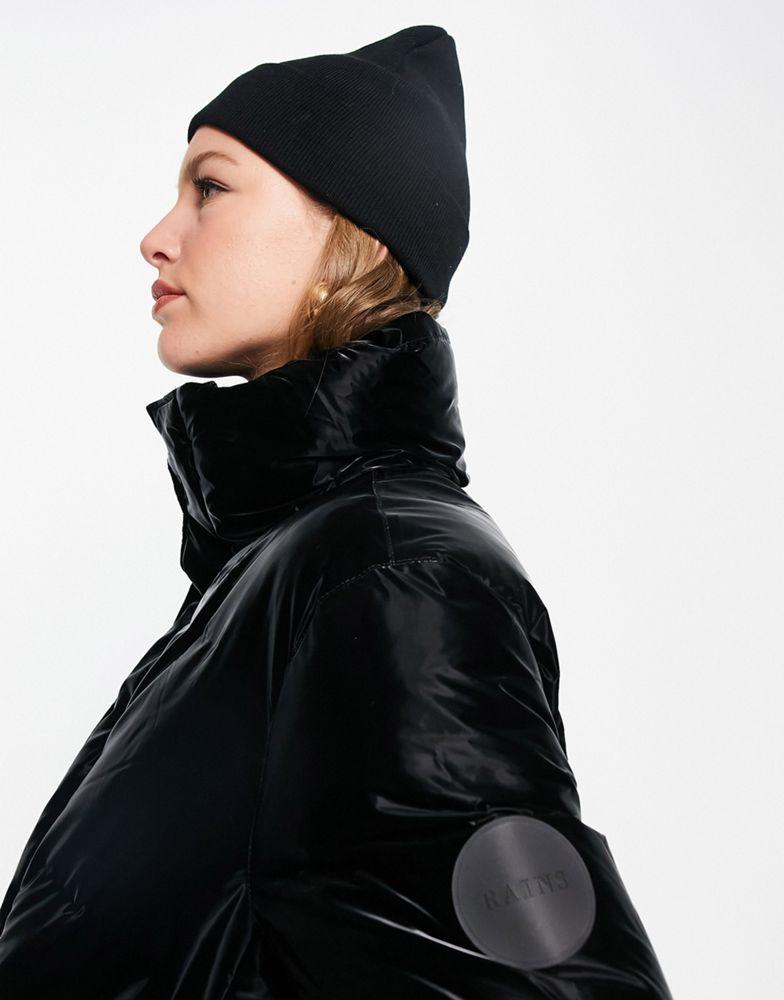 Rains 1522 boxy puffer winter jacket in velvet black商品第3张图片规格展示