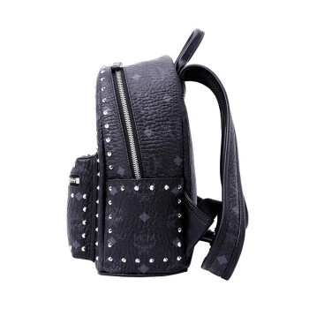 商品[国内直发] MCM|MCM 女士 Stark Visetos系列黑色时尚铆钉双肩背包 MMK8AVE62BK001 黑色,价格¥4954,第3张图片详细描述