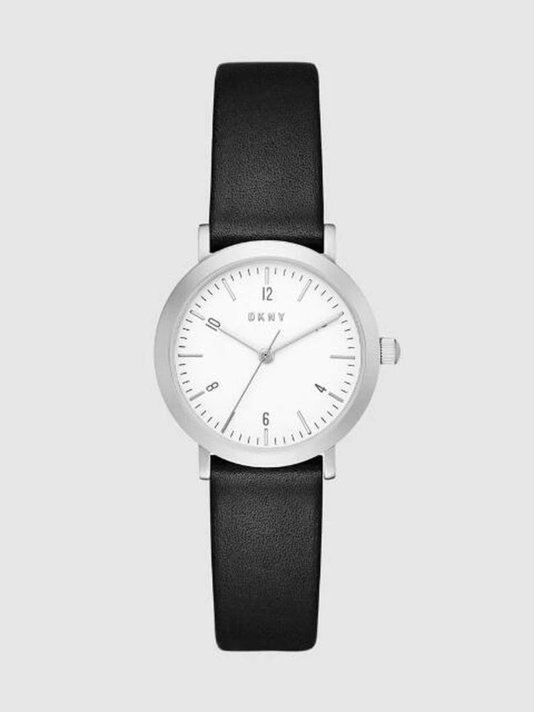 商品DKNY|Minetta Stainless-Steel And Black Leather Three-Hand Watch,价格¥755,第2张图片详细描述