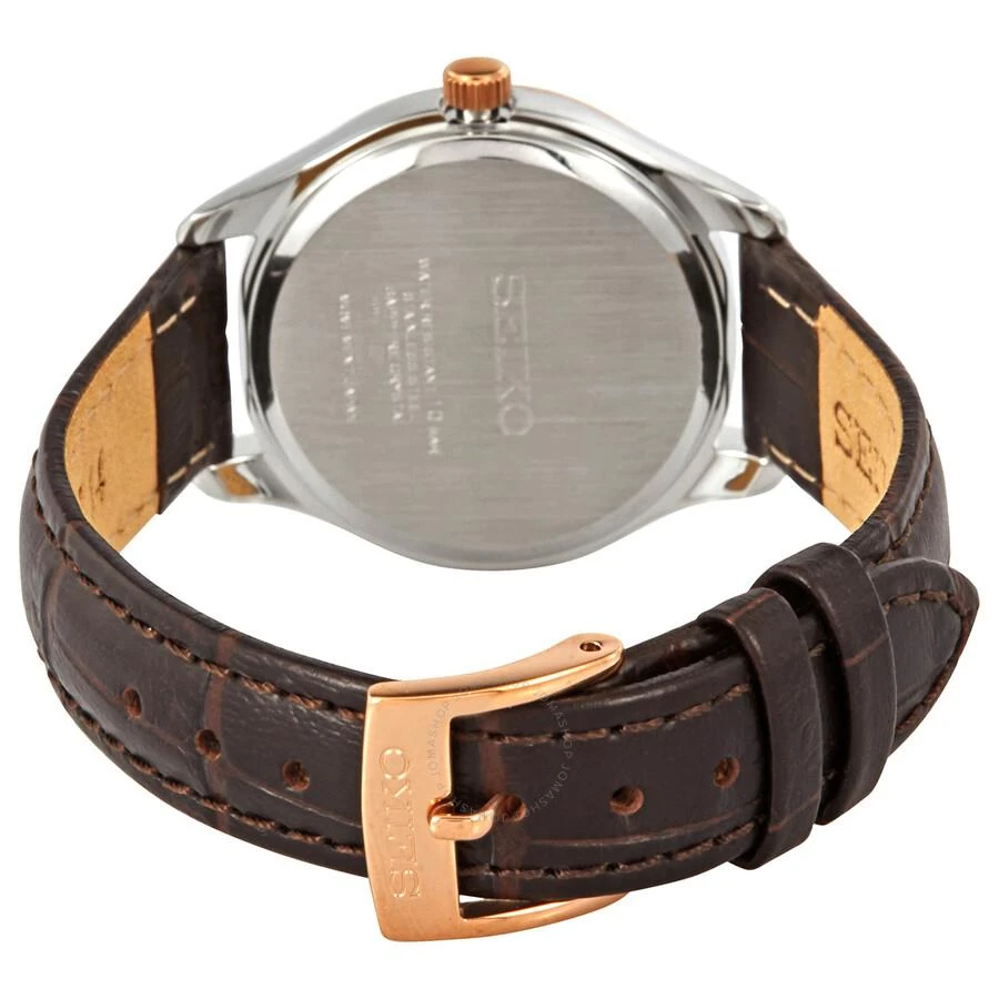 商品Seiko|Noble Quartz Silver Dial Brown Leather Ladies Watch SUR428,价格¥922,第3张图片详细描述