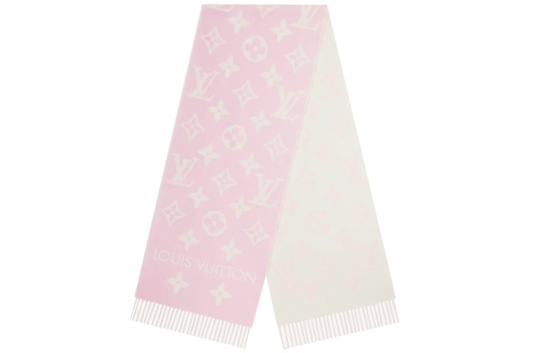 商品[国内直发] Louis Vuitton|流苏饰边 Monogram 图案 羊绒 绒线围巾 女款 粉色,价格¥6449,第7张图片详细描述
