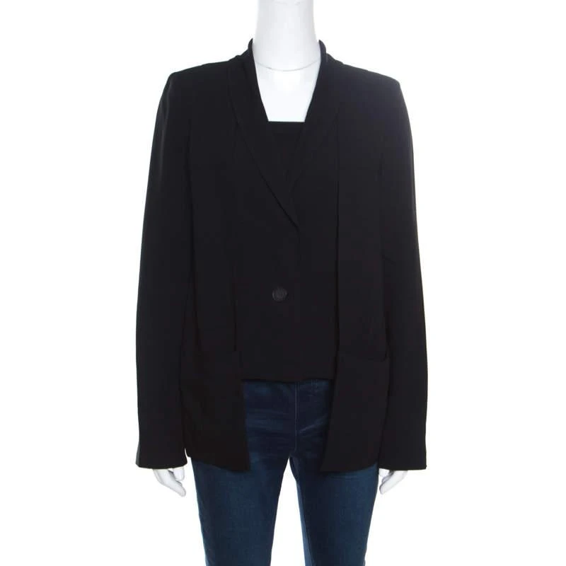 商品[二手商品] Derek Lam|10 Crosby Derek Lam Black Crepe Faux Vest Detail Layered Blazer S,价格¥1671,第1张图片