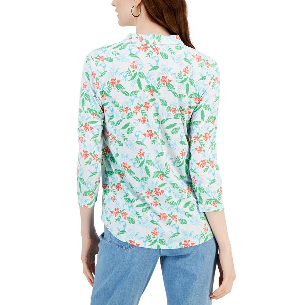 商品Charter Club|Petite Knit 3/4-Sleeve Tropical Toucans Top, Created for Macy's,价格¥67,第2张图片详细描述