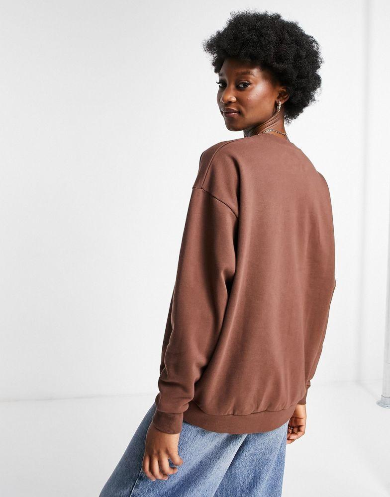 ASOS DESIGN oversized sweatshirt with be great today graphic in brown商品第3张图片规格展示