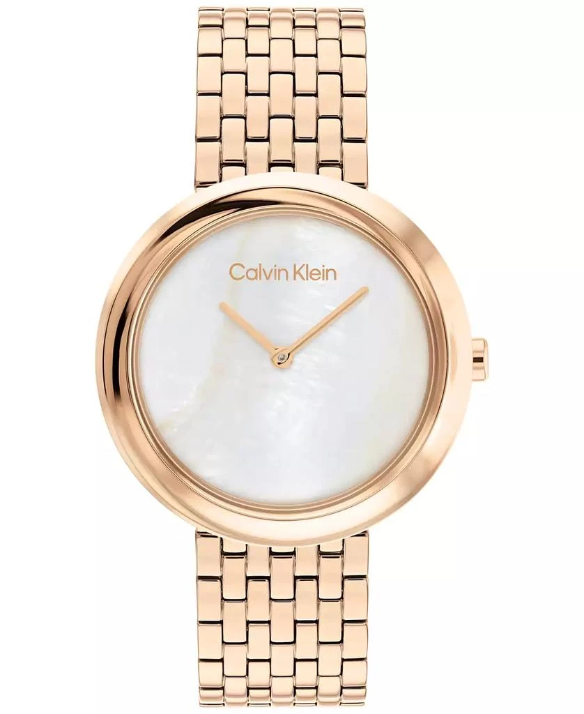 商品Calvin Klein|Women's 2H Quartz Carnation Gold-Tone Stainless Steel Bracelet Watch 34mm,价格¥1422,第1张图片