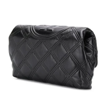 商品[国内直发] Tory Burch|托里.伯奇（TORY BURCH）女包皮革LOGO压纹手拿包 黑色59690-001,价格¥2490,第2张图片详细描述