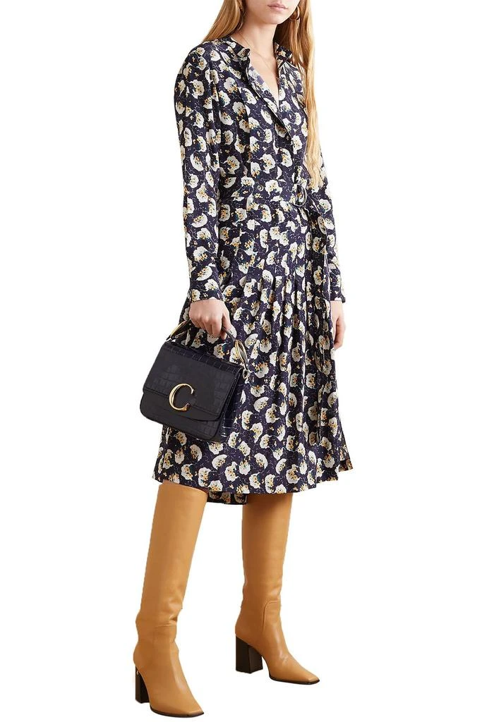 商品Chloé|Belted floral-print silk crepe de chine midi shirt dress,价格¥7583,第2张图片详细描述