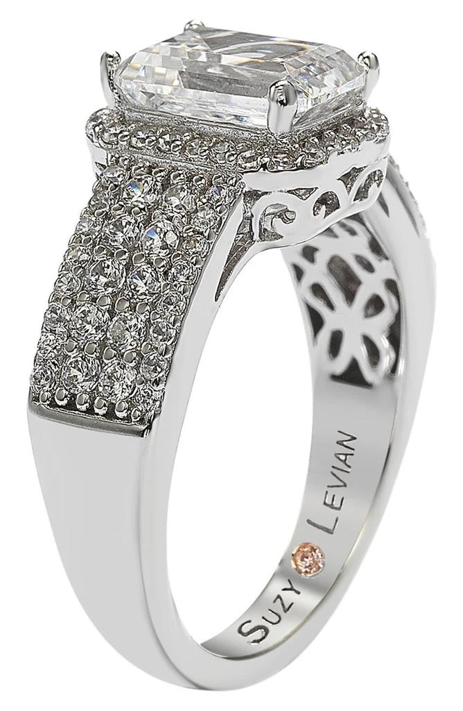 商品Suzy Levian|Sterling Silver Radiant-Cut CZ Halo Bridal Ring,价格¥820,第3张图片详细描述