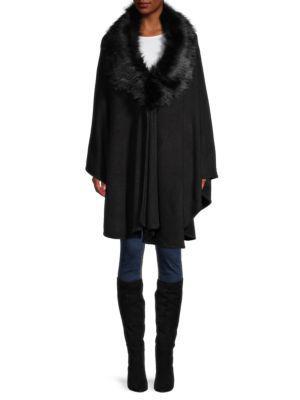 商品Saks Fifth Avenue|Faux Fur-Trim Cape,价格¥585,第1张图片