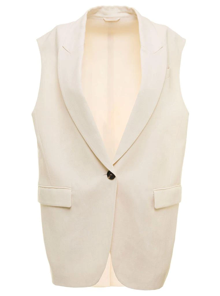 商品Brunello Cucinelli|Single-Breasted Viscose and Silk  Ivory colored Vest Brunello Cucinelli Woman,价格¥9039,第1张图片