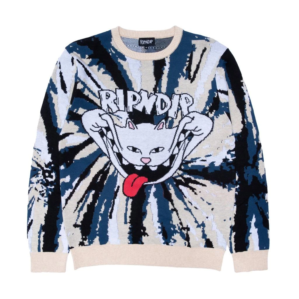 商品RIPNDIP|Big Smile Knit Sweater (Cream/Navy),价格¥229,第1张图片