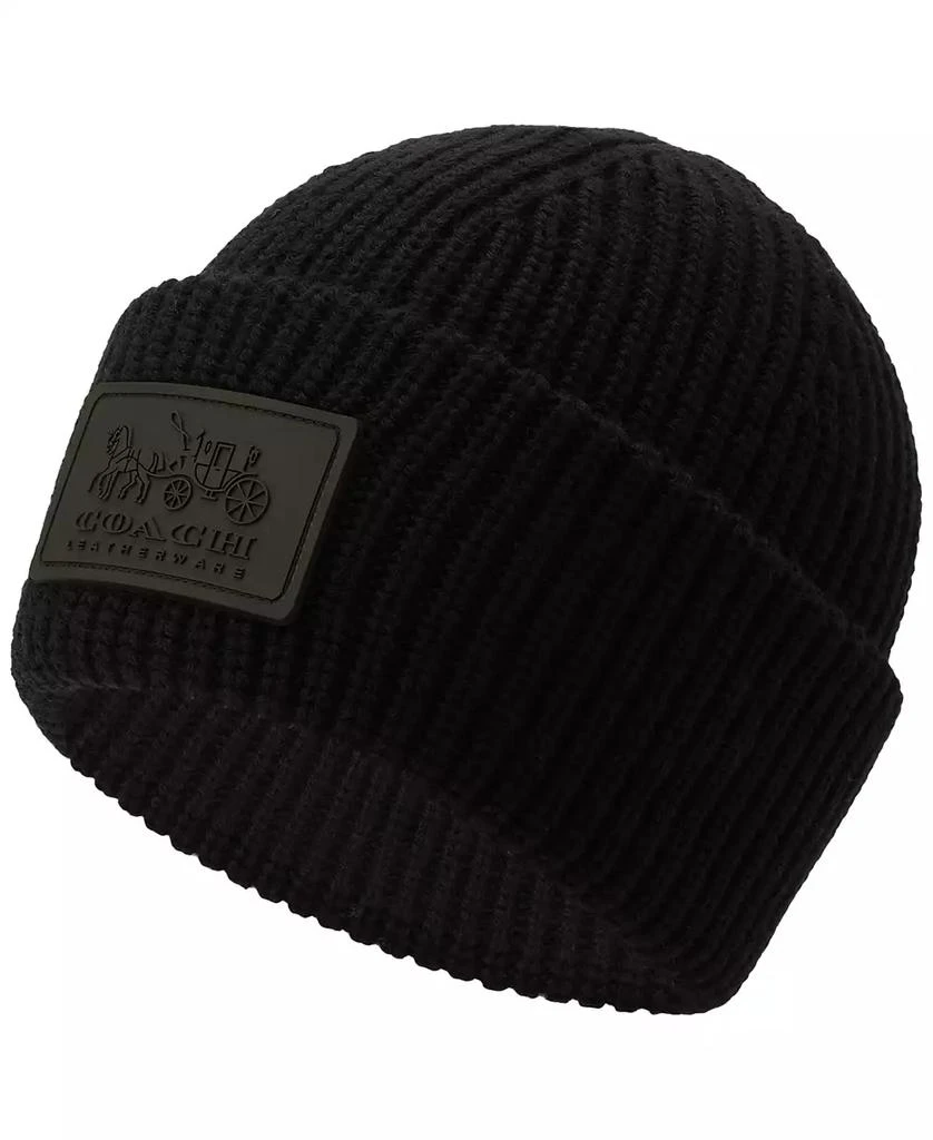 商品Rebecca Minkoff|Women's Classic Ribbed Tonal Patch Cuff Beanie,价格¥206,第2张图片详细描述