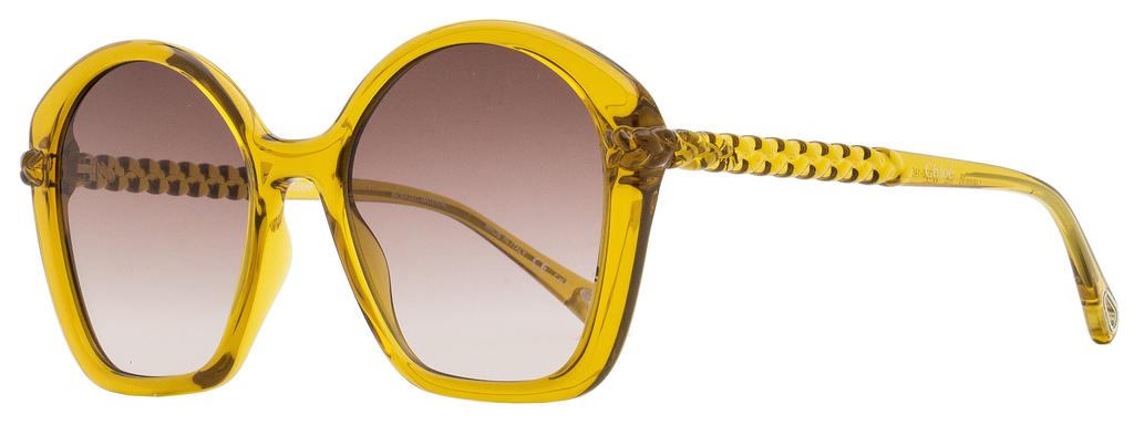 Chloe Women's Geometric Sunglasses CH0003S 004 Amber Yellow 55mm商品第1张图片规格展示