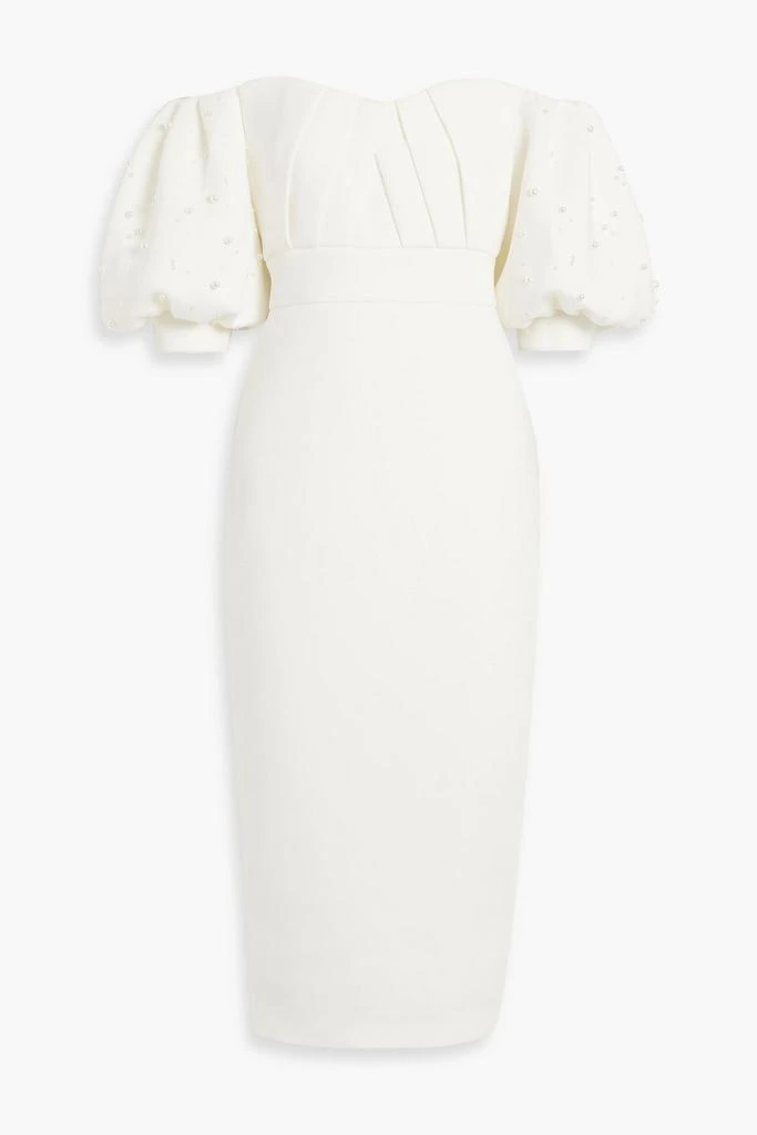 商品Badgley Mischka|Off-the-shoulder embellished scuba midi dress,价格¥2106,第1张图片